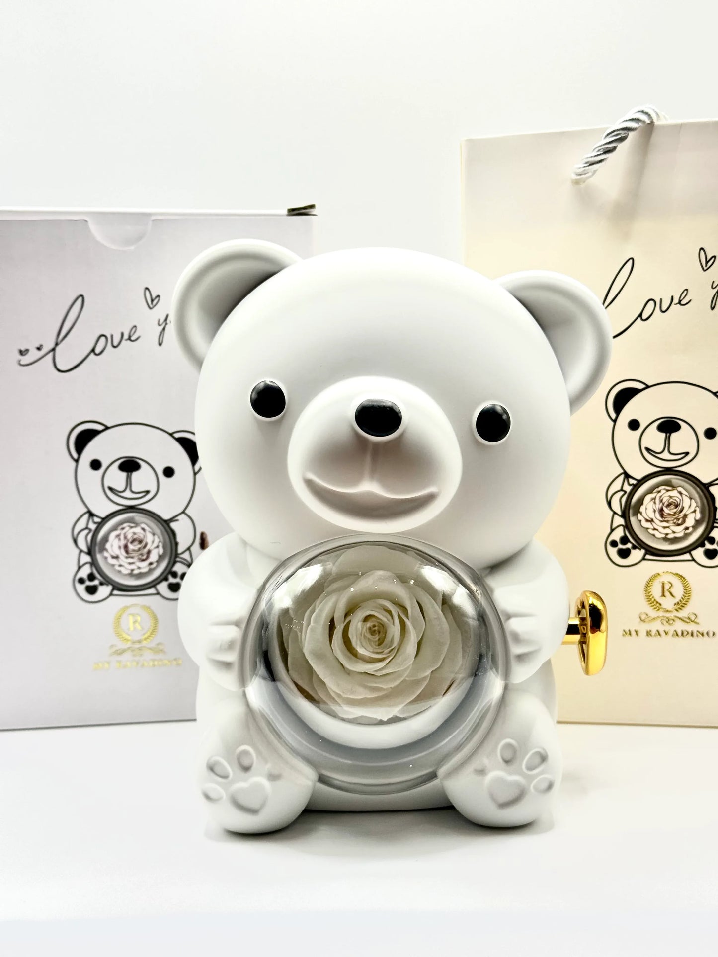 Urs cu trandafir criogenat si colier surpriza