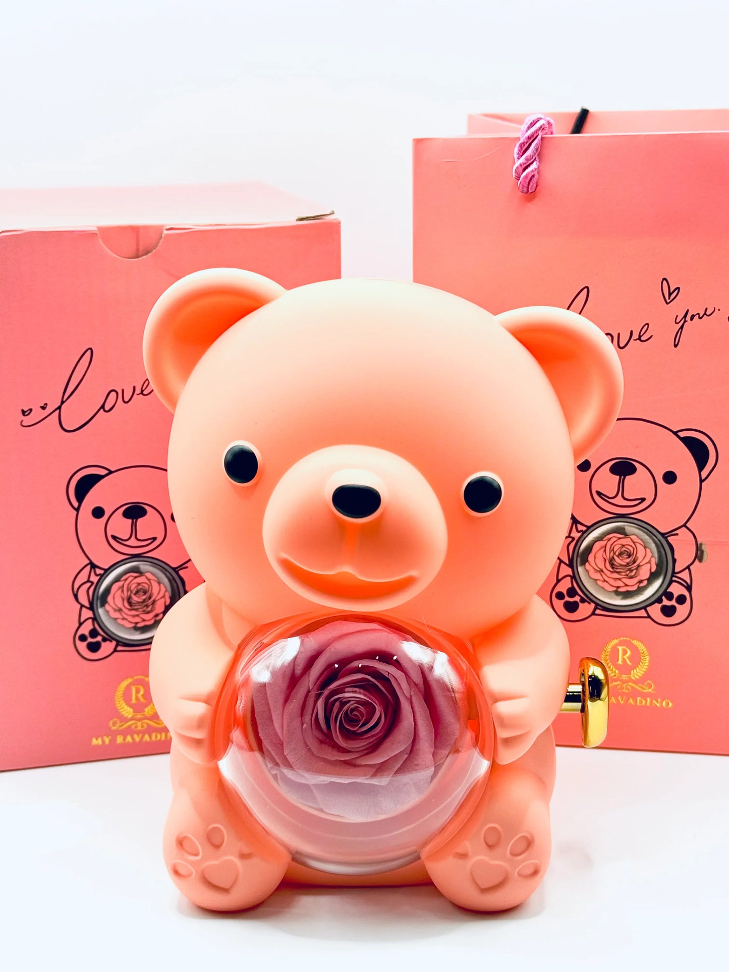 Urs cu trandafir criogenat si colier surpriza