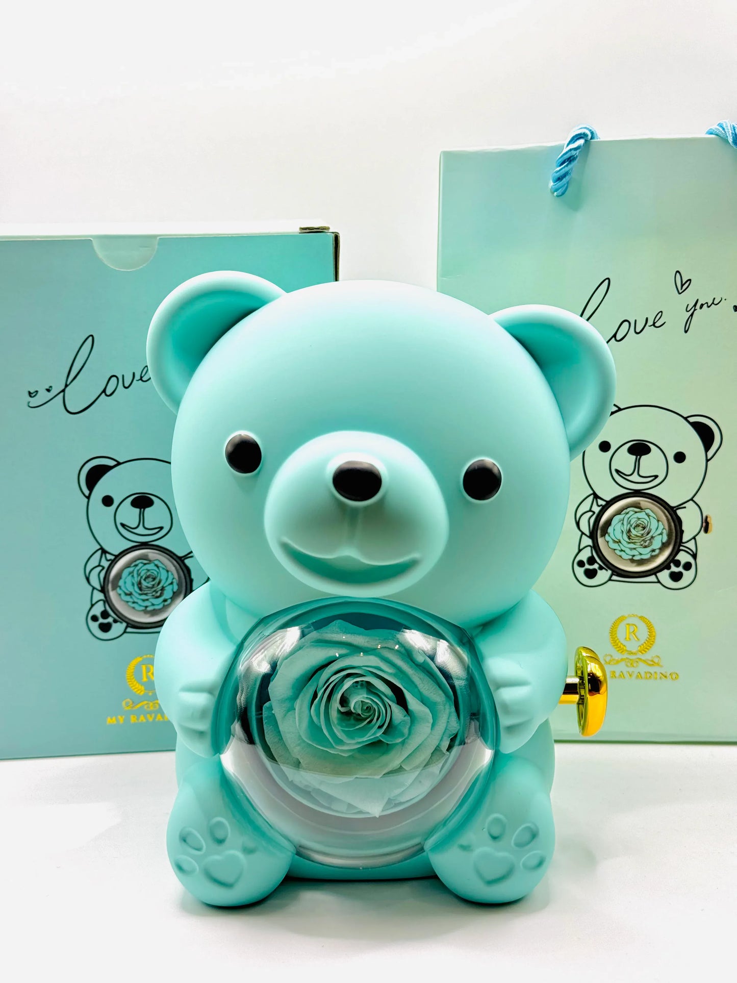 Urs cu trandafir criogenat si colier surpriza